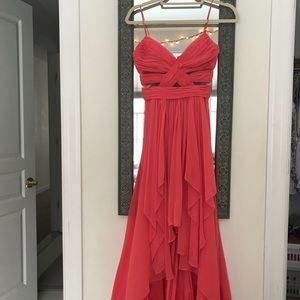 Coral high low prom dress